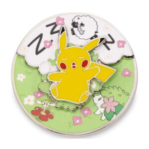 Pin's tournant de Pikachu endormi comptant les Moumoutons du Pokémon Center